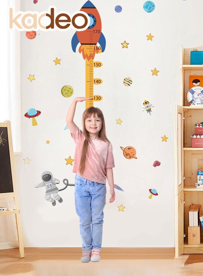 kadeo Kids Height Growth Wall Sticker Chart, Rocket Pattern, Removable and Waterproof, Measuring Wall Ruler for Children'S Room Decoration Suitable for Living Room Bedroom Porch Wallpaper - Image 2